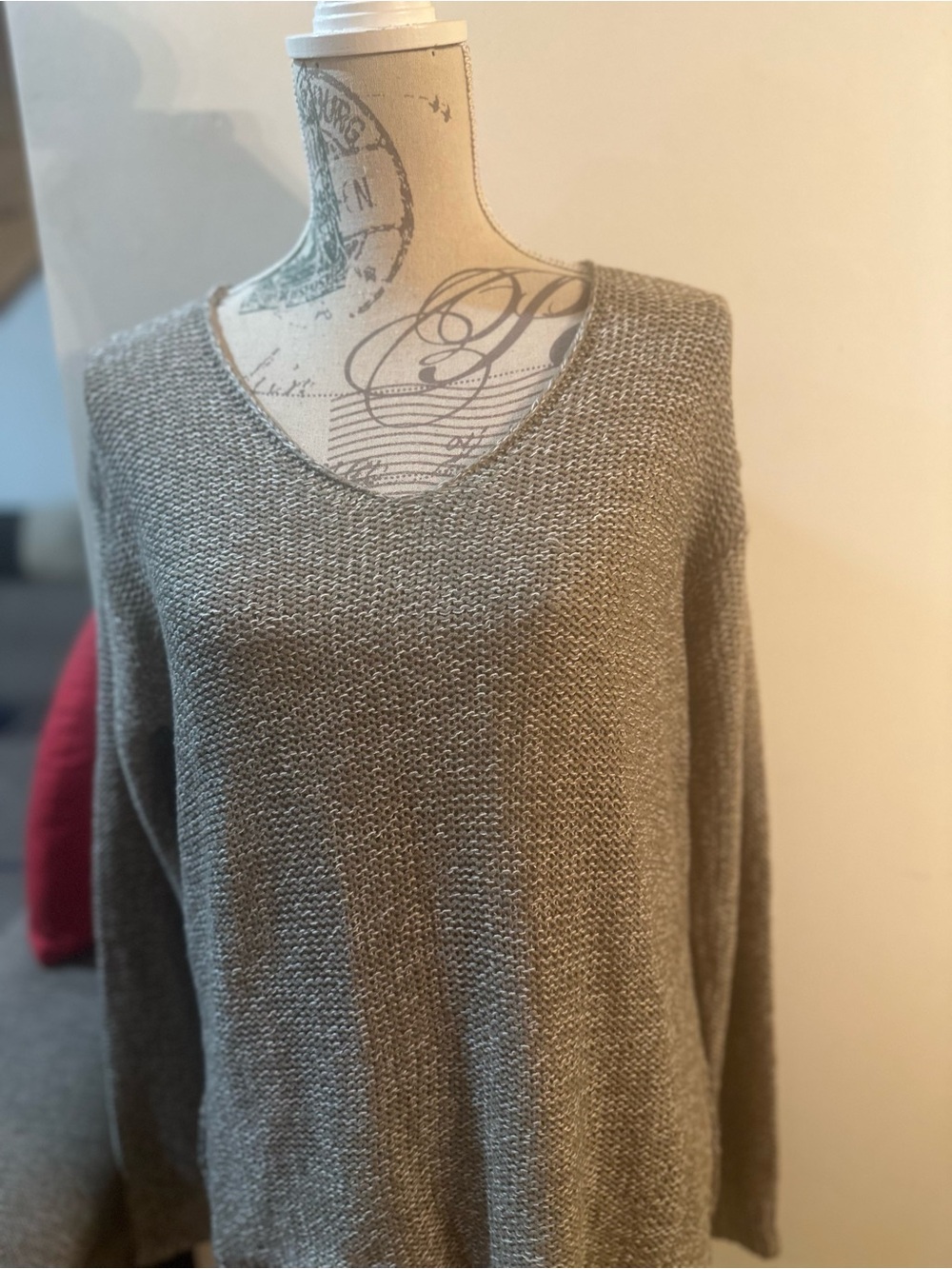 RDI Women's Scoop Neck Knit Sweater - Heather Taupe
